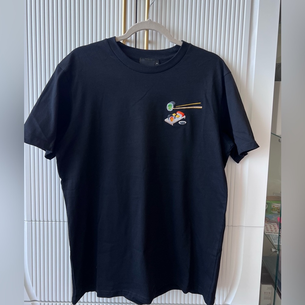 Percival 100% Cotton Embroidered Sushi Black T-Shirt Size M